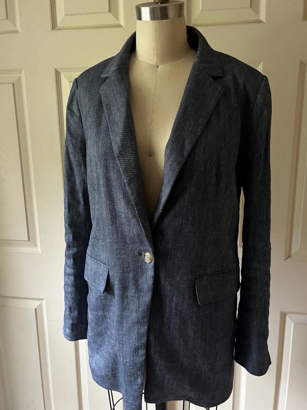 Ann Taylor Loft Denim Look Linen Blend Blazer Size 6